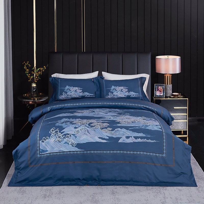 进口德绒数码活性四件套--山水家园