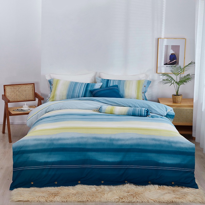 高密精梳棉五件套-蓝色情调